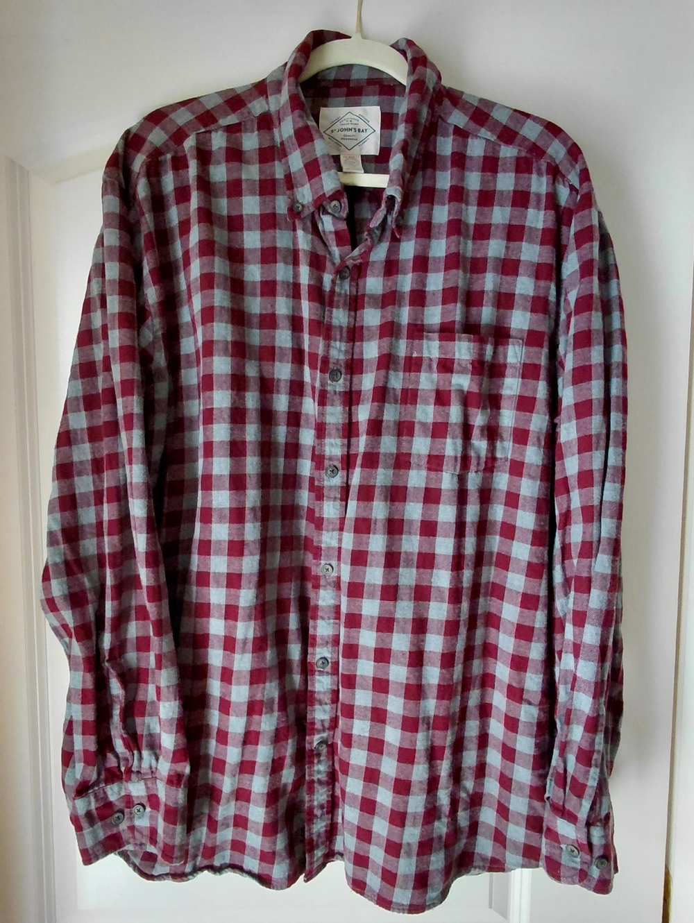 Maroon & Gray Check Button-Up Shirt